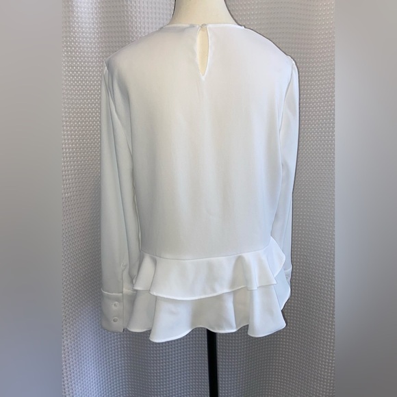 Women’s Zara white long sleeves blouse with ruffled hem size Large - Picture 11 of 12